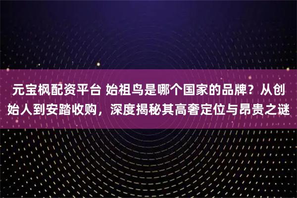 元宝枫配资平台 始祖鸟是哪个国家的品牌？从创始人到安踏收购，深度揭秘其高奢定位与昂贵之谜