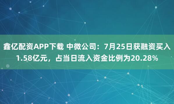 鑫亿配资APP下载 中微公司：7月25日获融资买入1.58亿元，占当日流入资金比例为20.28%